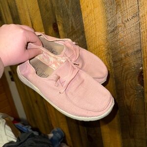 Hey Dude Pink Canvas Wally Shoes